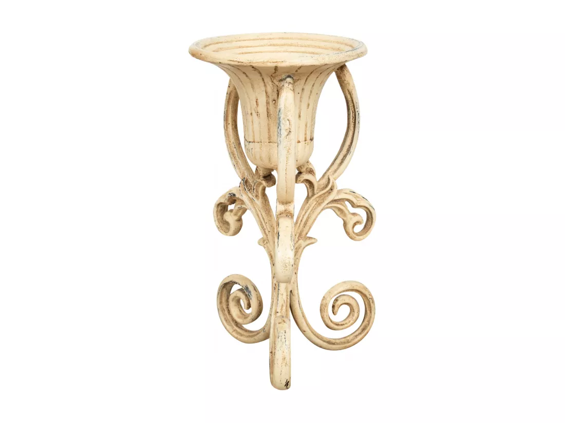 BISCOTTINI Support de Plantes - Fonte avec Finition Antique - Porte-Fleurs - Intérieur et Extérieur - Jardinière - Jardin - Salon - Salle à Manger - Présentoir - Décoratif - 23x23x42 cm