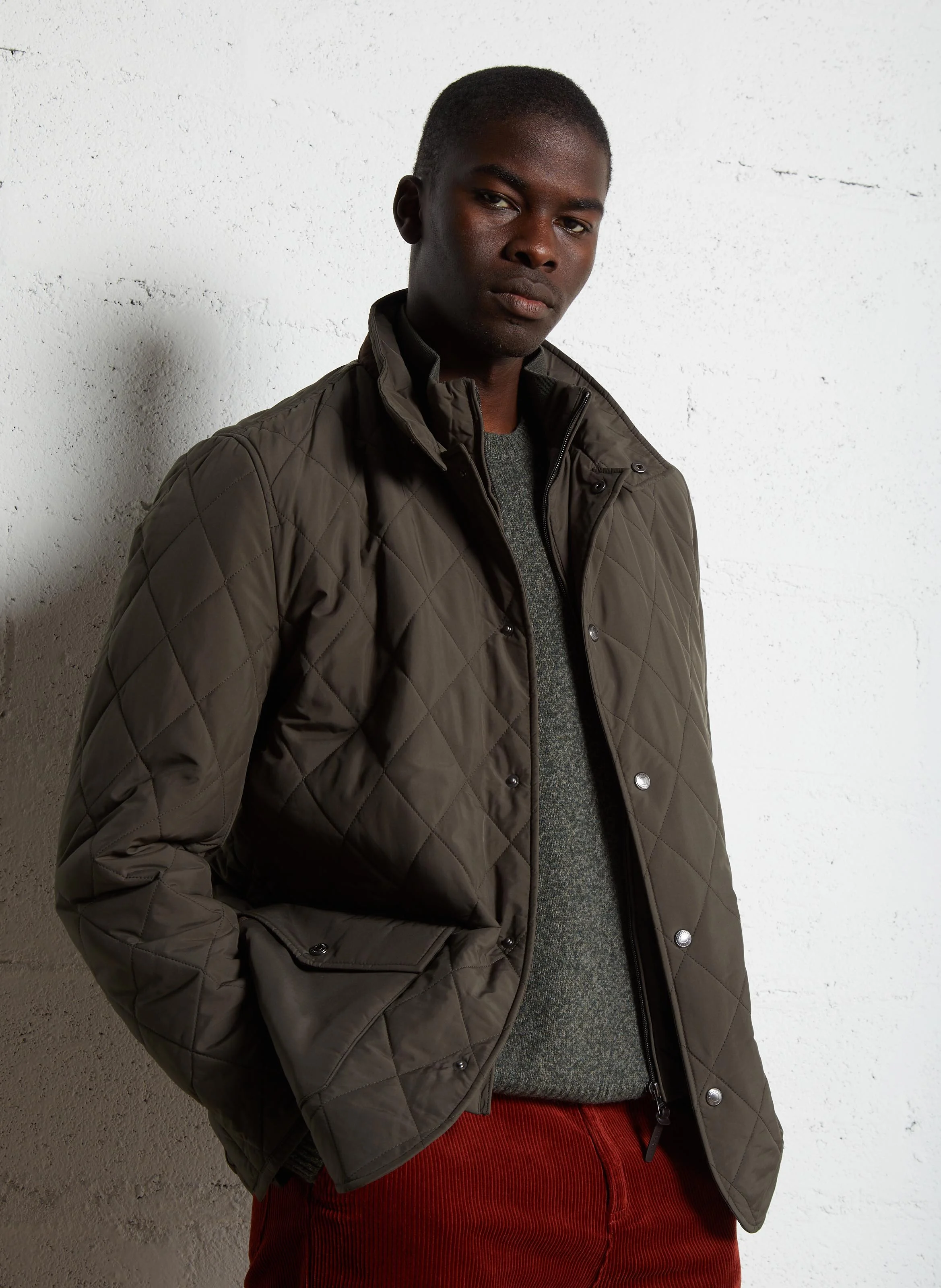 Manteau droit matelassé| Vert