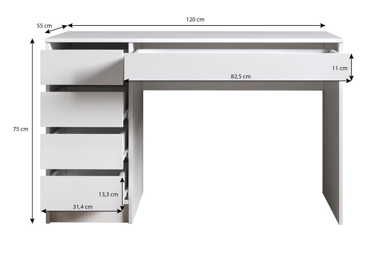 Avio - Bureau - Grijs - 120x55 cm
