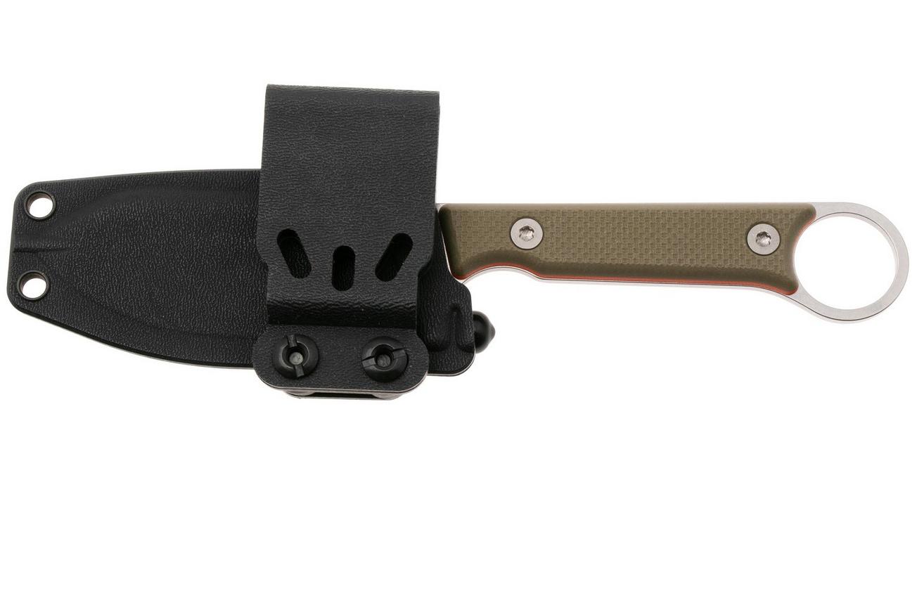 White River Firecraft 3.5 Pro, Stonewashed Magnacut, Green G10, survivalmes, Kydex schede met firesteel