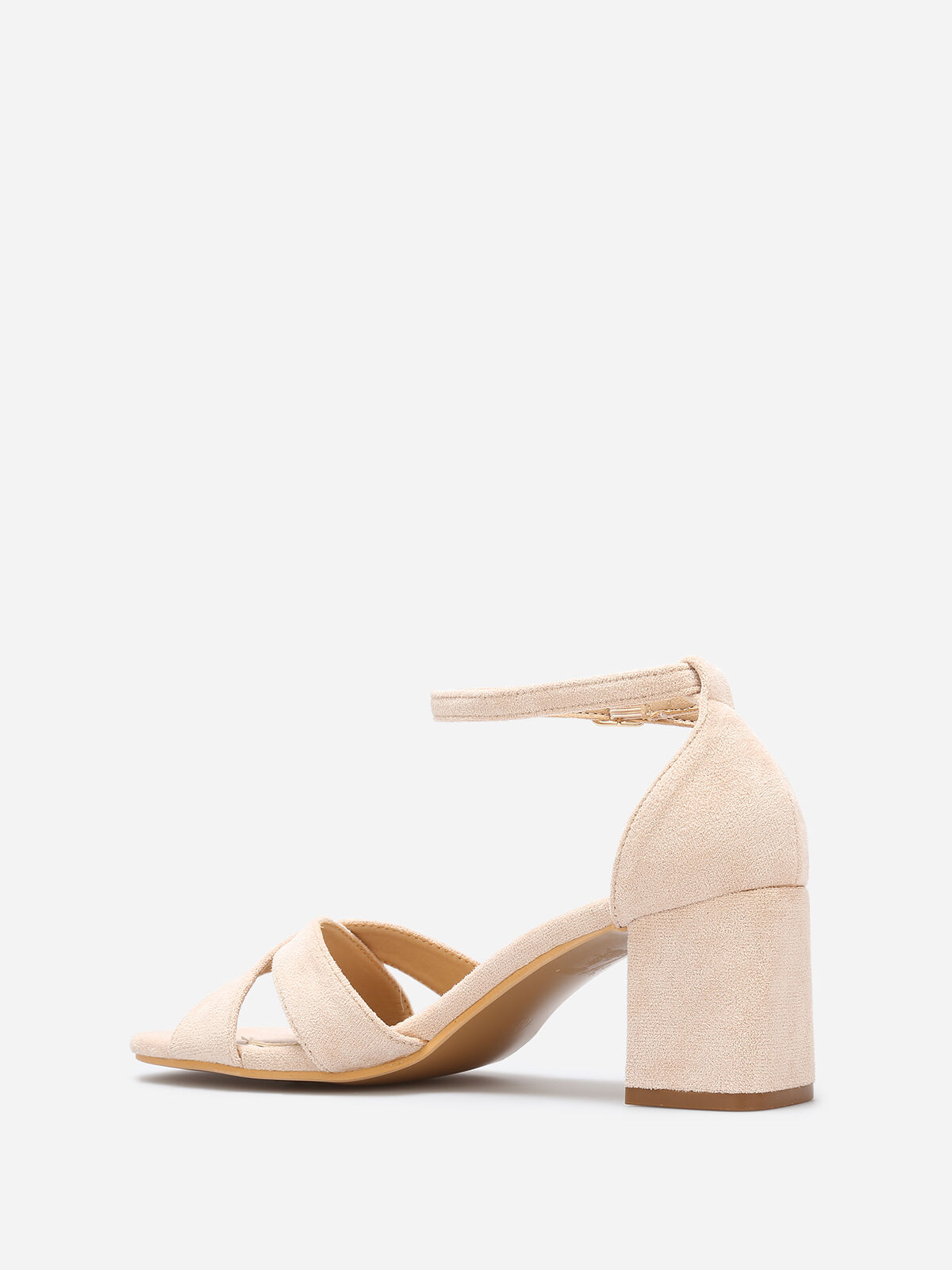 Sandales en suédine à brides croisées- Beige