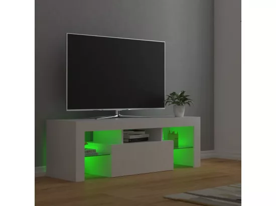 Meuble TV avec lumières LED Blanc 120x35x40 cm