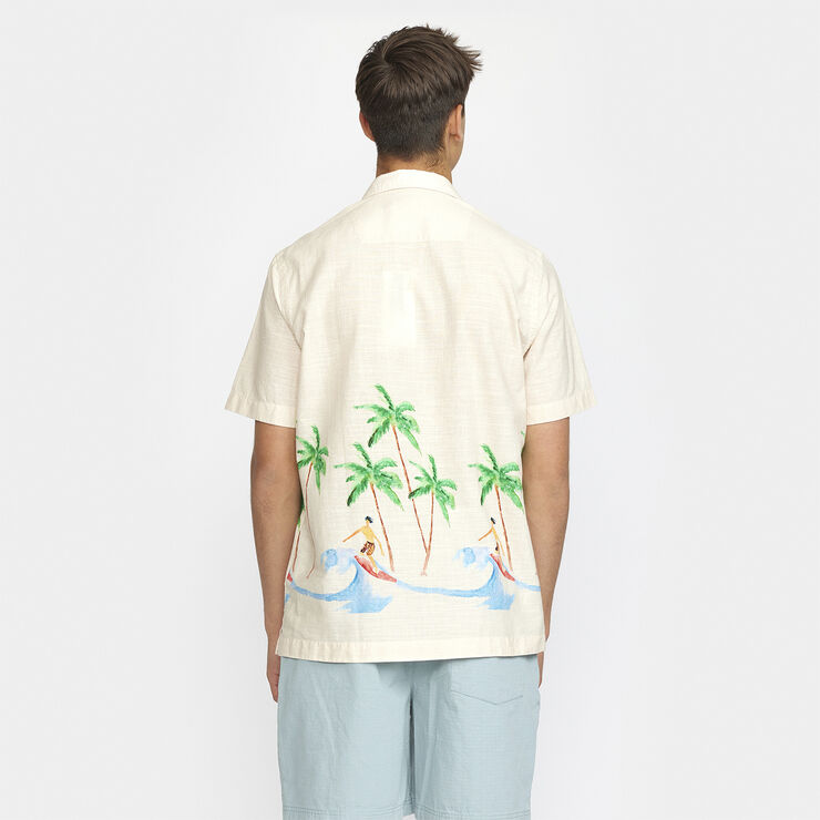 RVLT - Revolution Short sleeved shirt with a cuban collar in a thin cotton -sl Offwhite