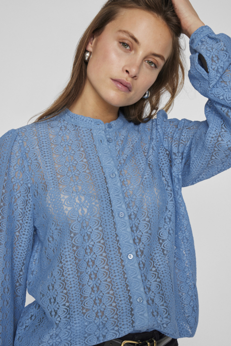 Vila blauwe dames blouse
