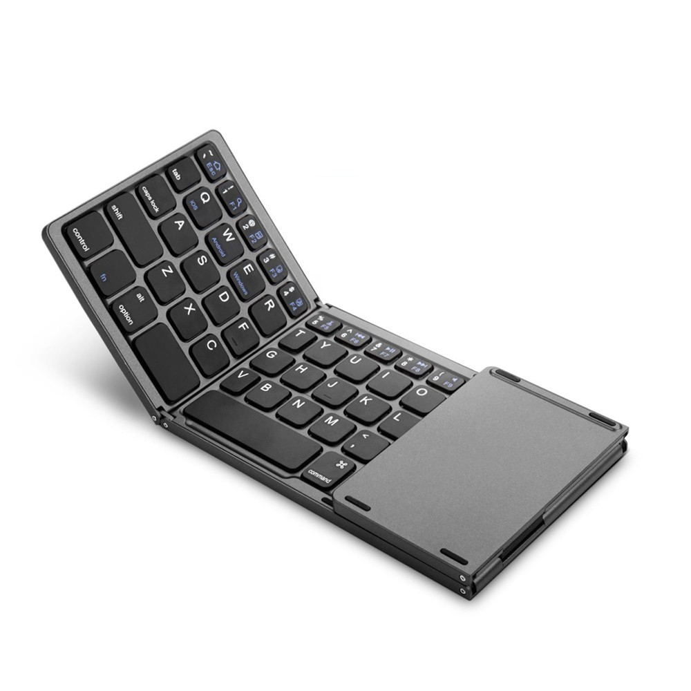 Faltbare Mini Bluetooth Tastatur Keyboard (QWERTY) mit Touchpad für Macbook / Laptop / Notebook / Tablet / Smartphone - Schwarz