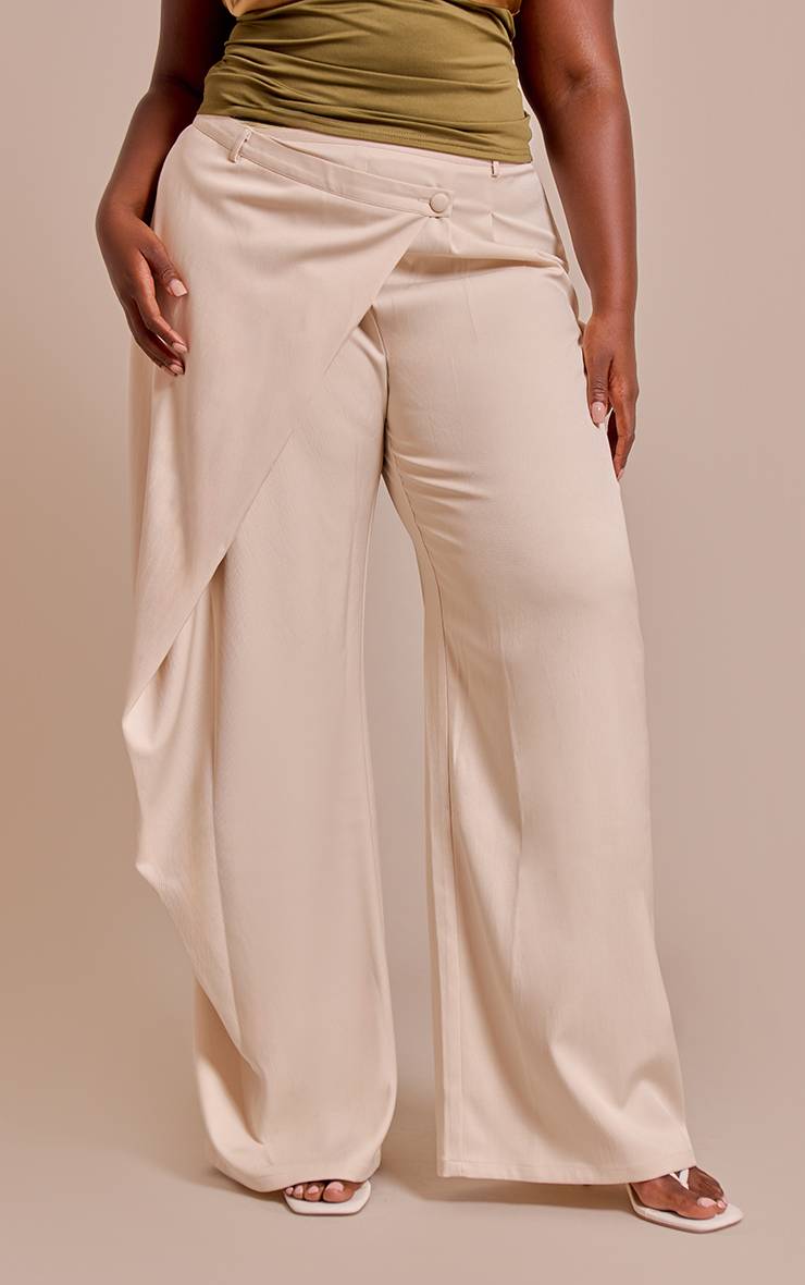 Gris Pierre Pantalon Grande Taille Tissé À Devant Croisé