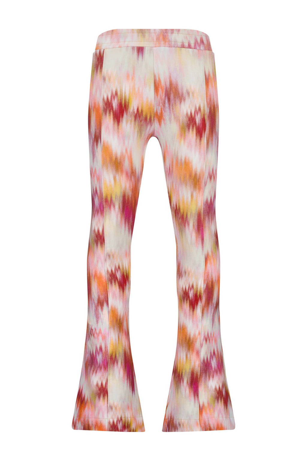 Raizzed flared broek Tine met all over print beige/rood/oranje