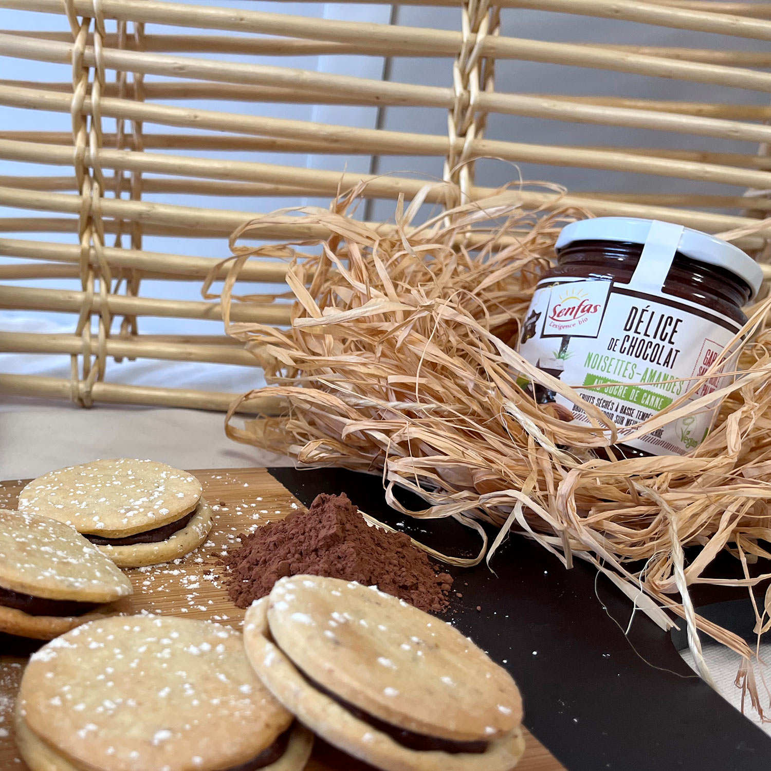 Délice de chocolat, amandes, noisettes bio et sans huile de palme
