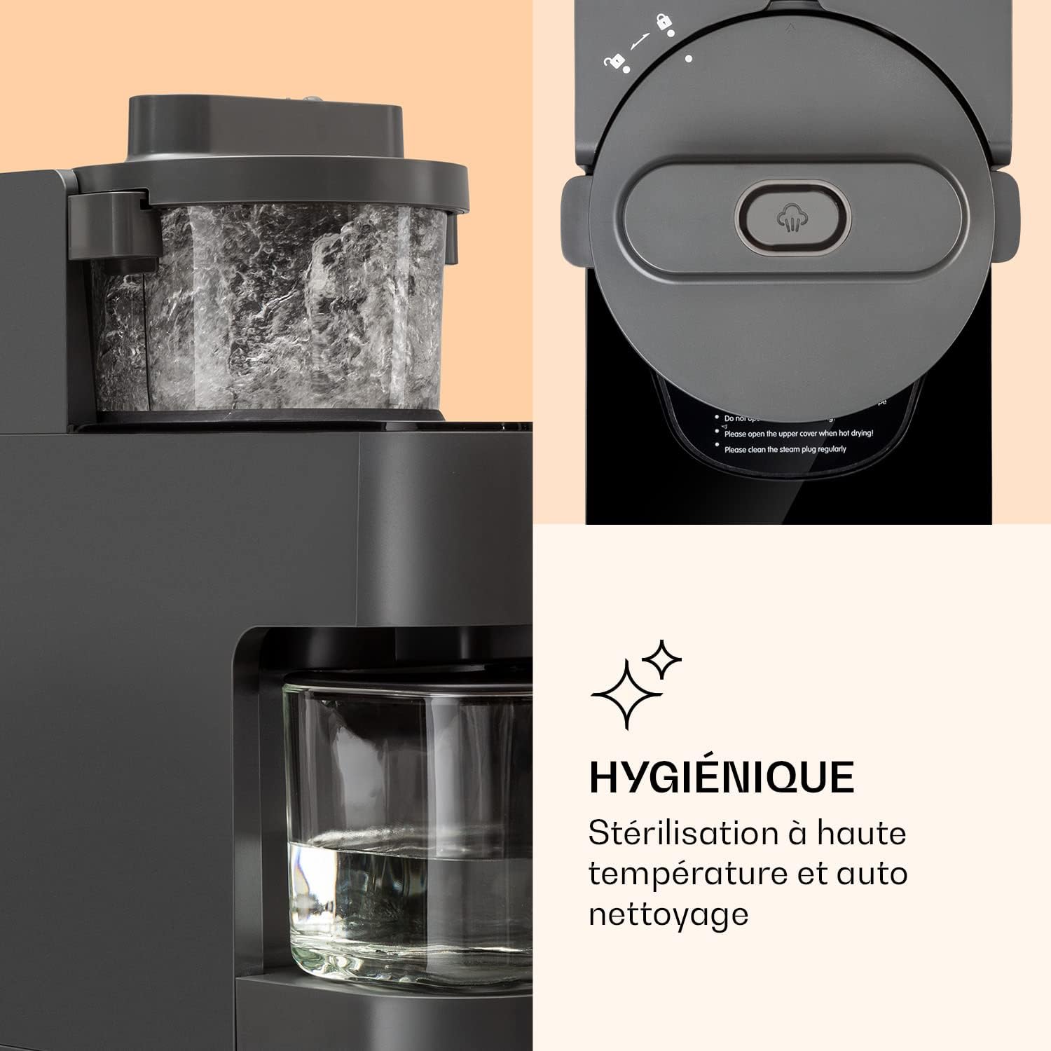 Klarstein Mixer, mixeur sur pied avec 300 et 1250 watts de puissance, pour la préparation de laits végétaux et smoothies avec technologie de chauffage à 360°, 30.000 tours/minute, écran tactile, noir