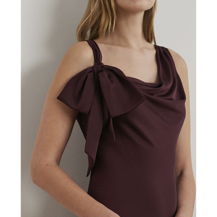 Lauren Ralph Lauren FTHRWT CHARMEUSE-GOWN Pinot noir