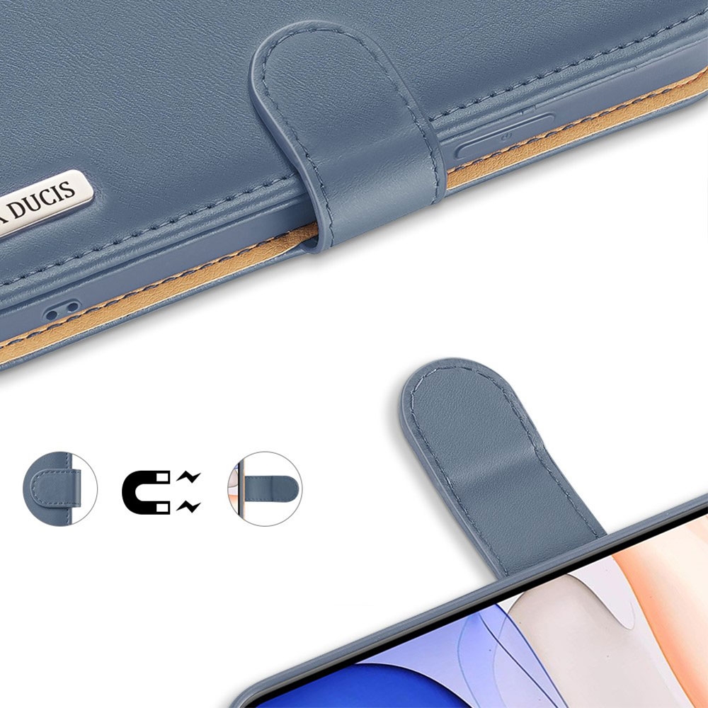 iPhone 11 Flip Wallet Cover Echtleder Tasche (RFID Schutz) - Blaugrau