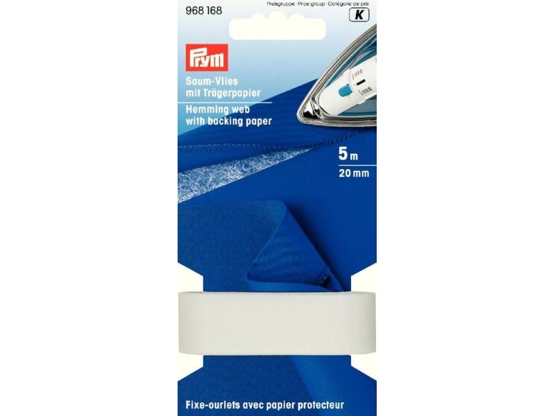 Prym Vlies Trägerpapier Saum 20 mm, Weiss Saumvlies mit Trägerpapier zum Einbügeln