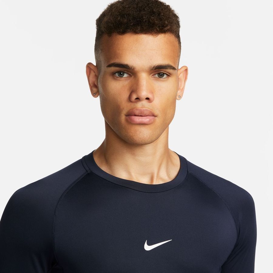 Nike Pro Baselayer Dri-FIT - Bleu Foncé/Blanc Manches Longues