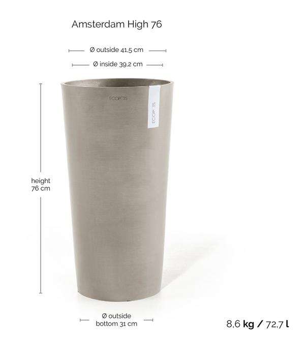 Ecopots Kunststoff-Topf Amsterdam hoch, rund