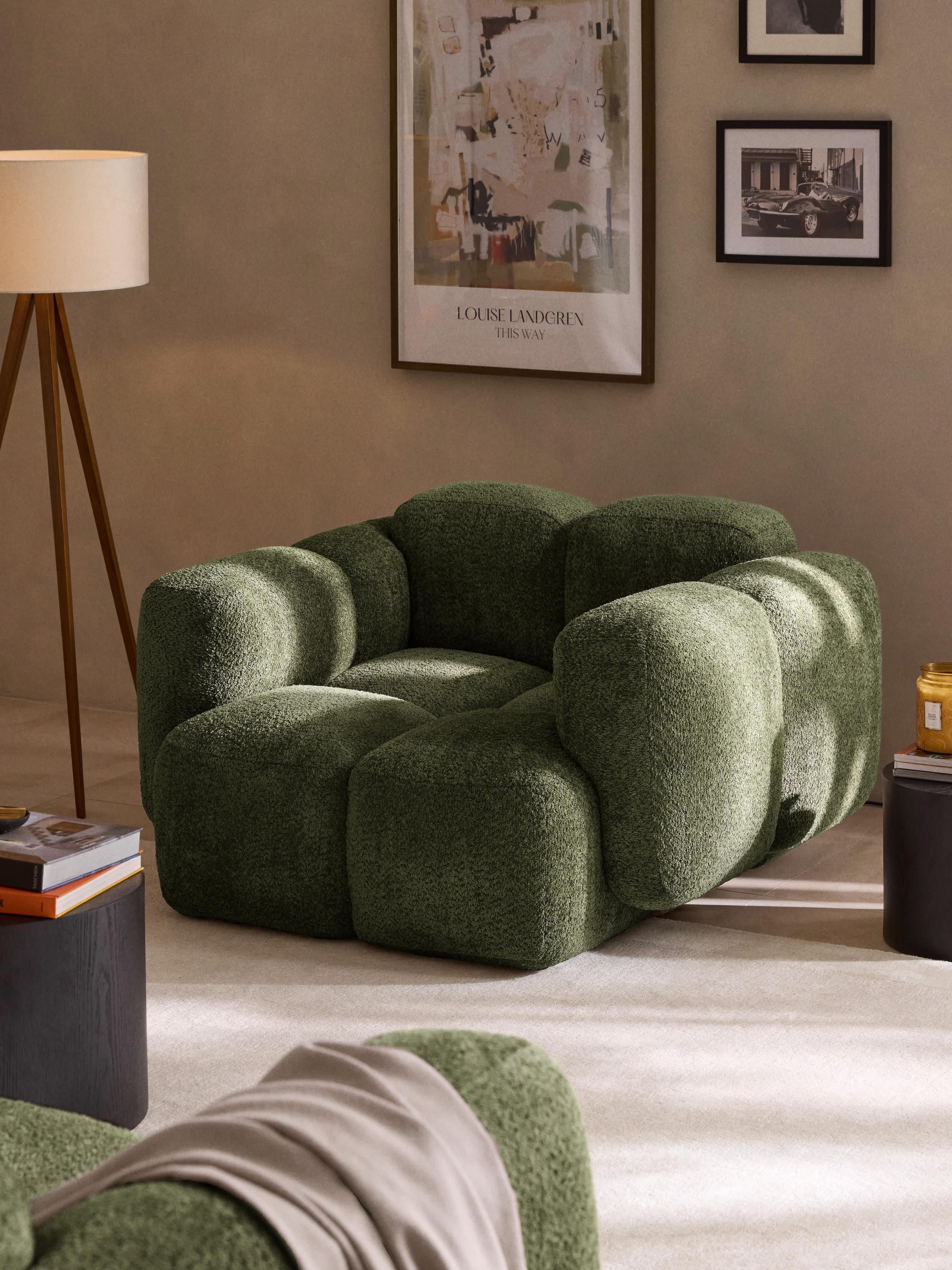 Loungefauteuil Tayla van teddy bouclé