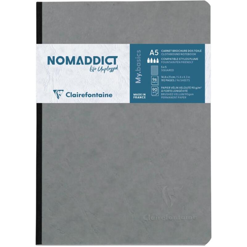 Carnet brochure Age Bag A5 192 pages petits carreaux - Gris