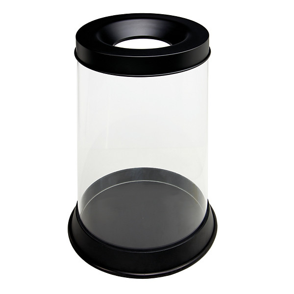 Corbeille anti-feu transparente 110 litres couvercle noir