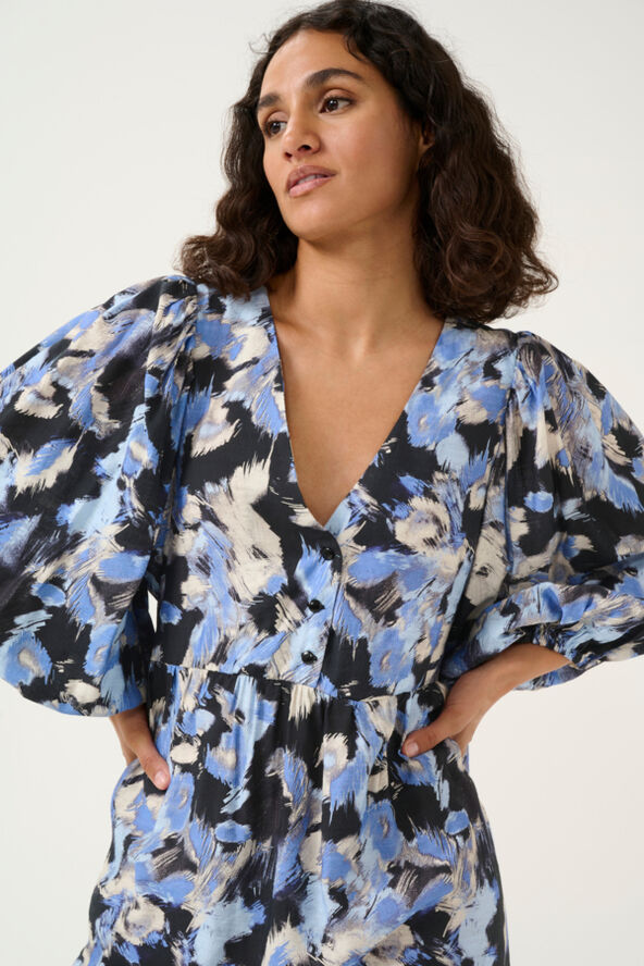 Kaffe KAvictoria Tunic Black/blue graphic strokes