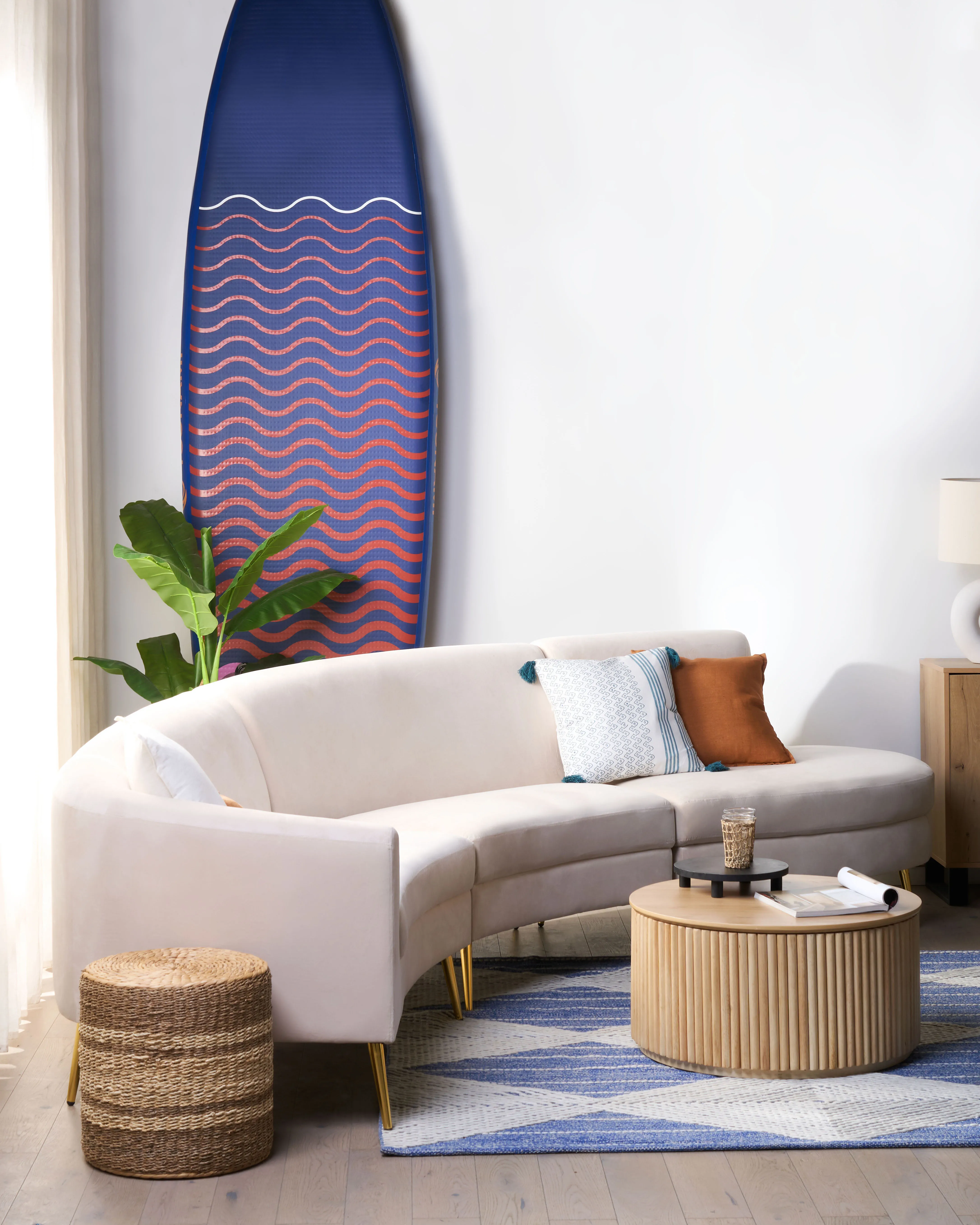 Sierkussen TILIA Katoen 45 x 45 cm Blauw geometrisch patroon