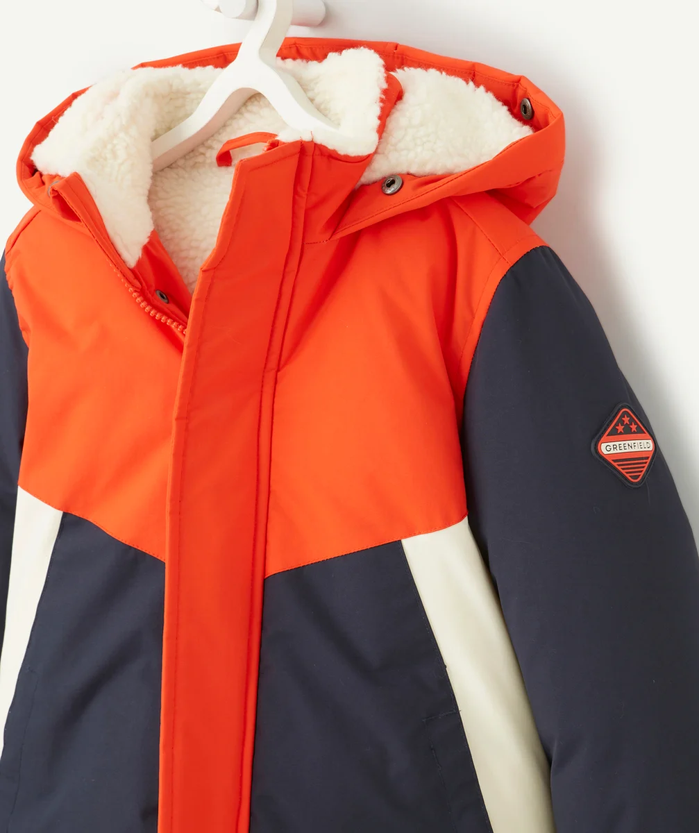 DOUDOUNE GARÇON EN REMBOURRAGE RECYCLÉ COLORBLOCK ORANGE