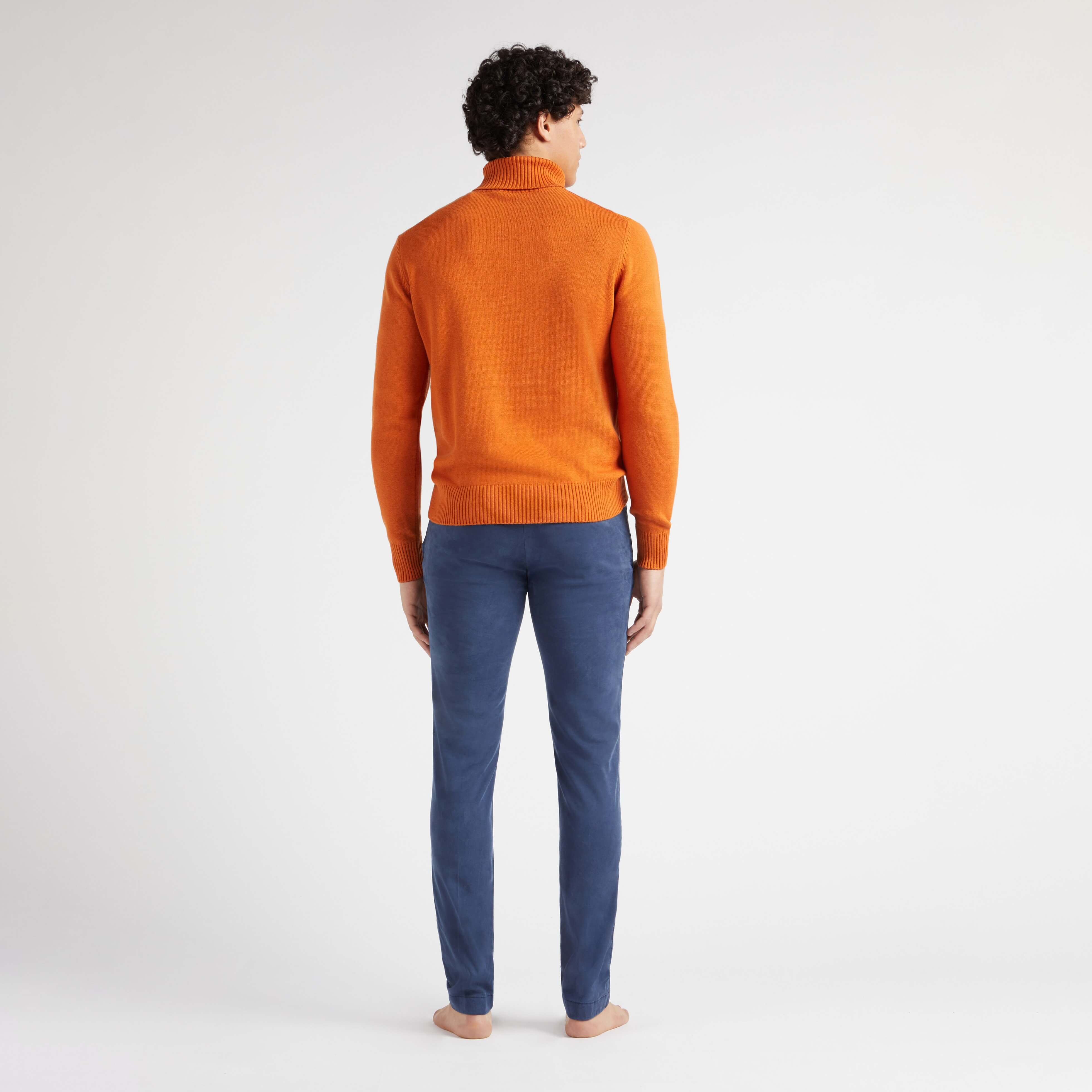 Pull Col Roulé en Coton et Cachemire Homme Uni