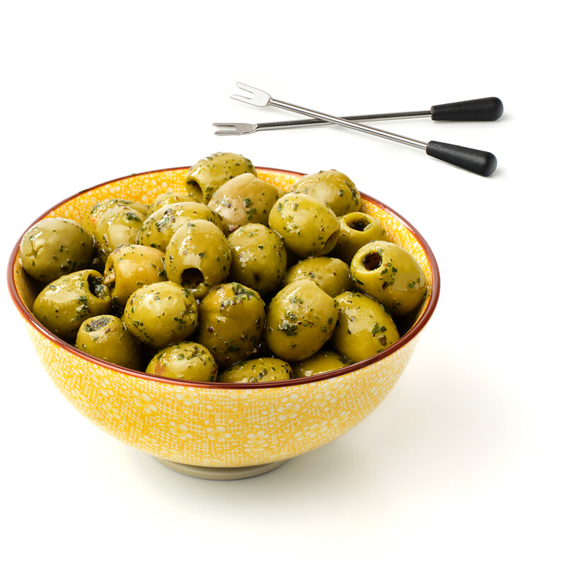 AH Groene olijven met basilicum