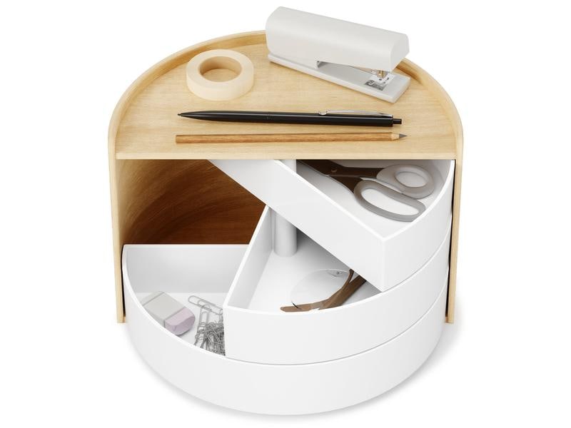 Umbra Schmuckschatulle Moona Holz, Weiss Schmuckschatulle mit 3 Ebenen