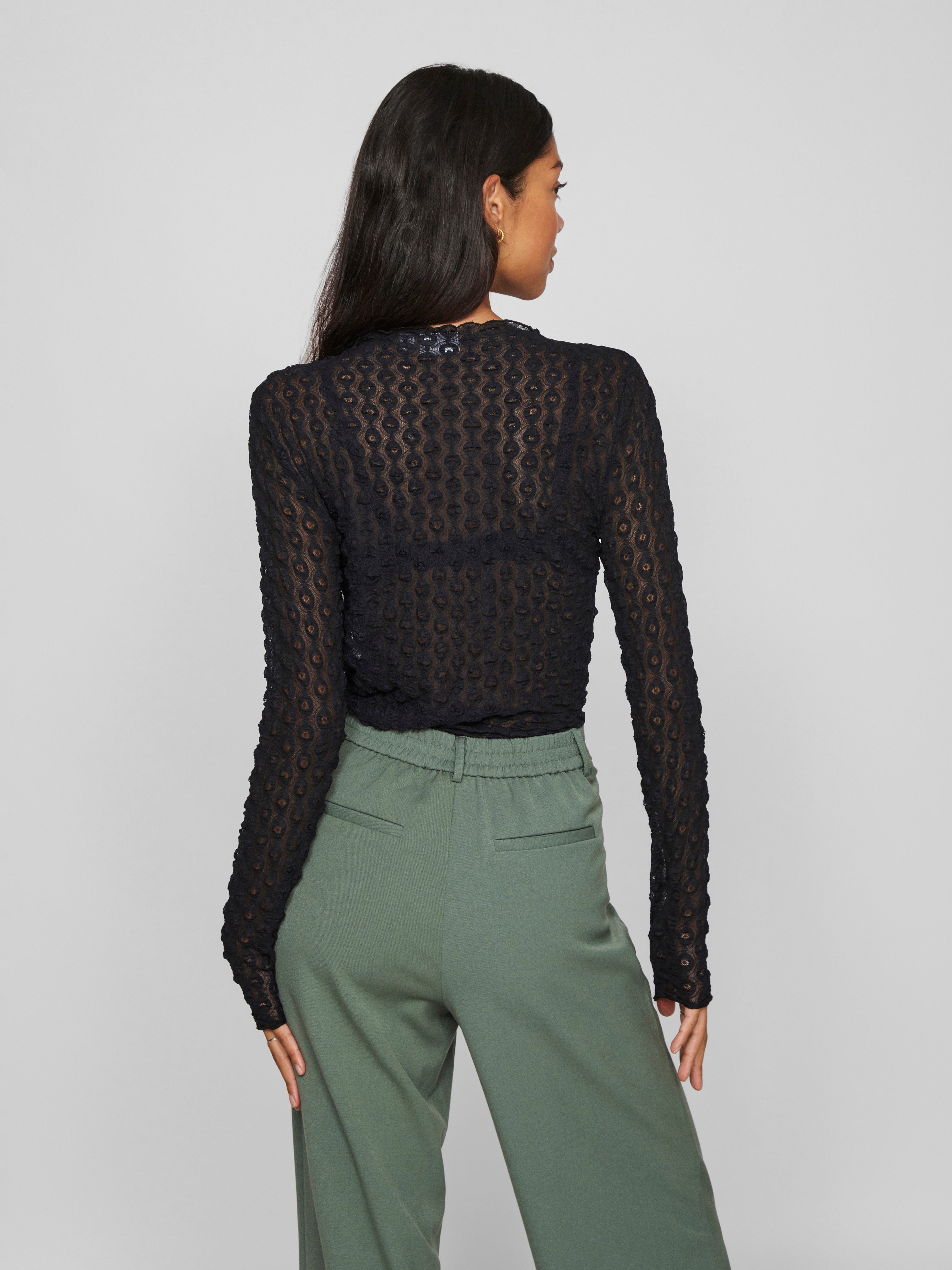 Vila  Vimessan Funnel Neck L/S top - Black Beauty