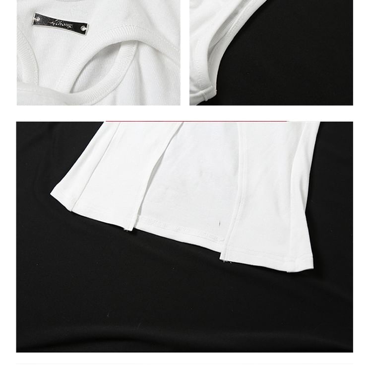 Bababy - Tanktop met geplooide hals, asymmetrische uitsparing en slanke pasvorm