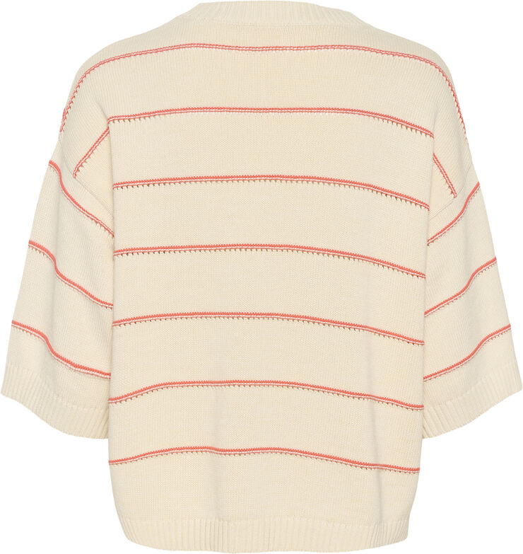 Soaked in Luxury SLRava Romy Pullover White and hot coral stripe