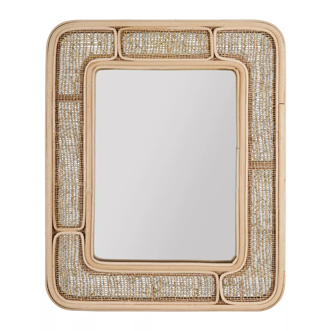 Miroir mural rectangulaire en rotin (H39 cm) Dalila Naturel