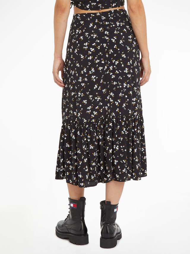 Tommy Jeans Curve A-Linien-Rock »TJW FLORAL RUFFLE MIDI SKIRT EXT«, Webrock Grosse Grössen
