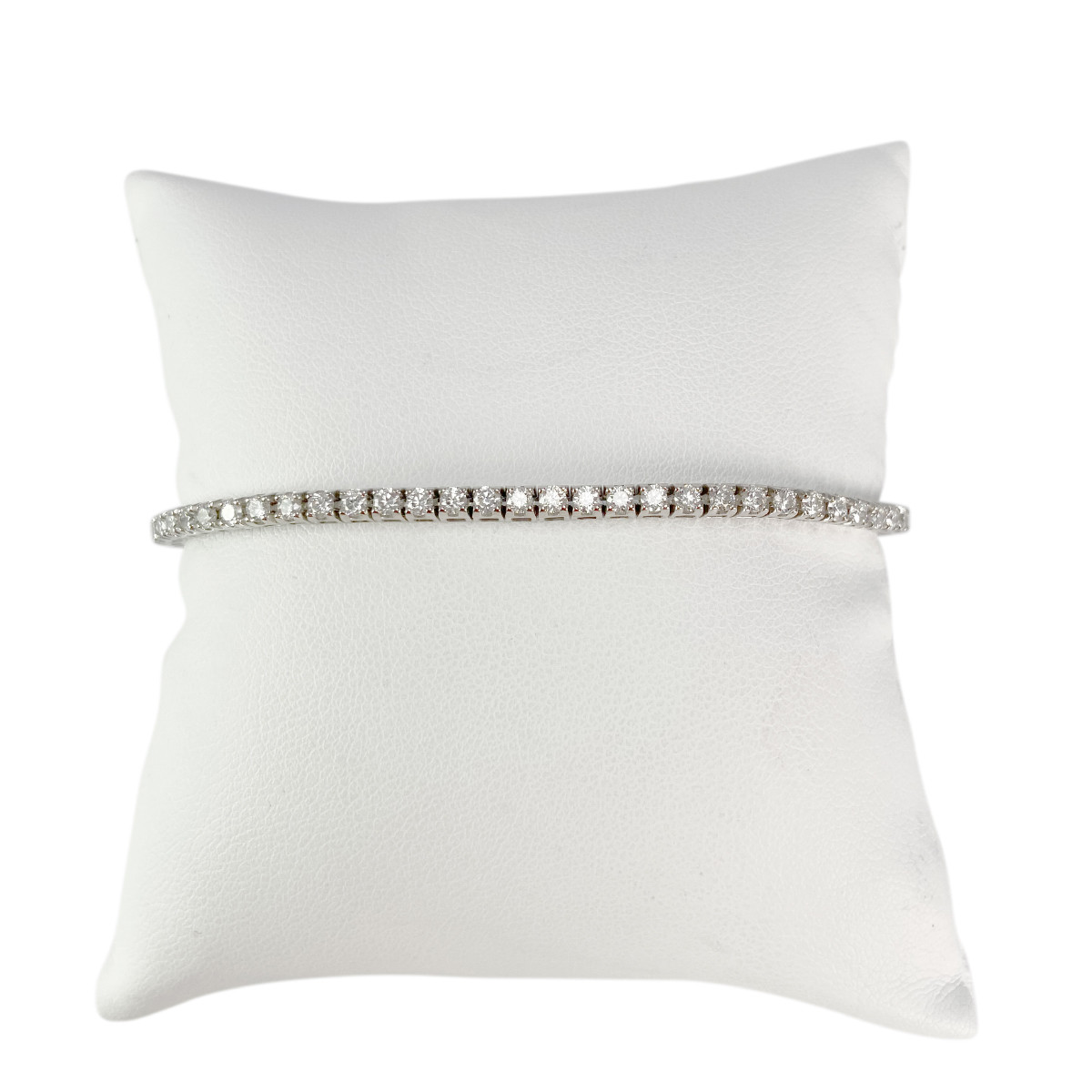 Bracelet d'occasion or 750 blanc diamants 17 cm