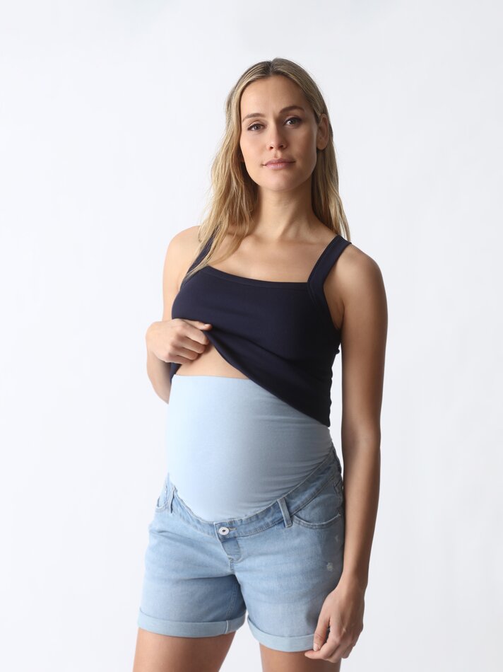 Shorts jeans para gestantes - Azul claro