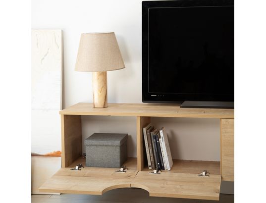 CONCEPT1 - Meuble TV Grotte chene saphir 180 x 35 x h35 cm