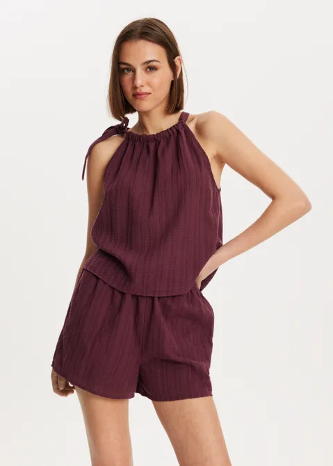 Halter top met textuur paars (AUBER)