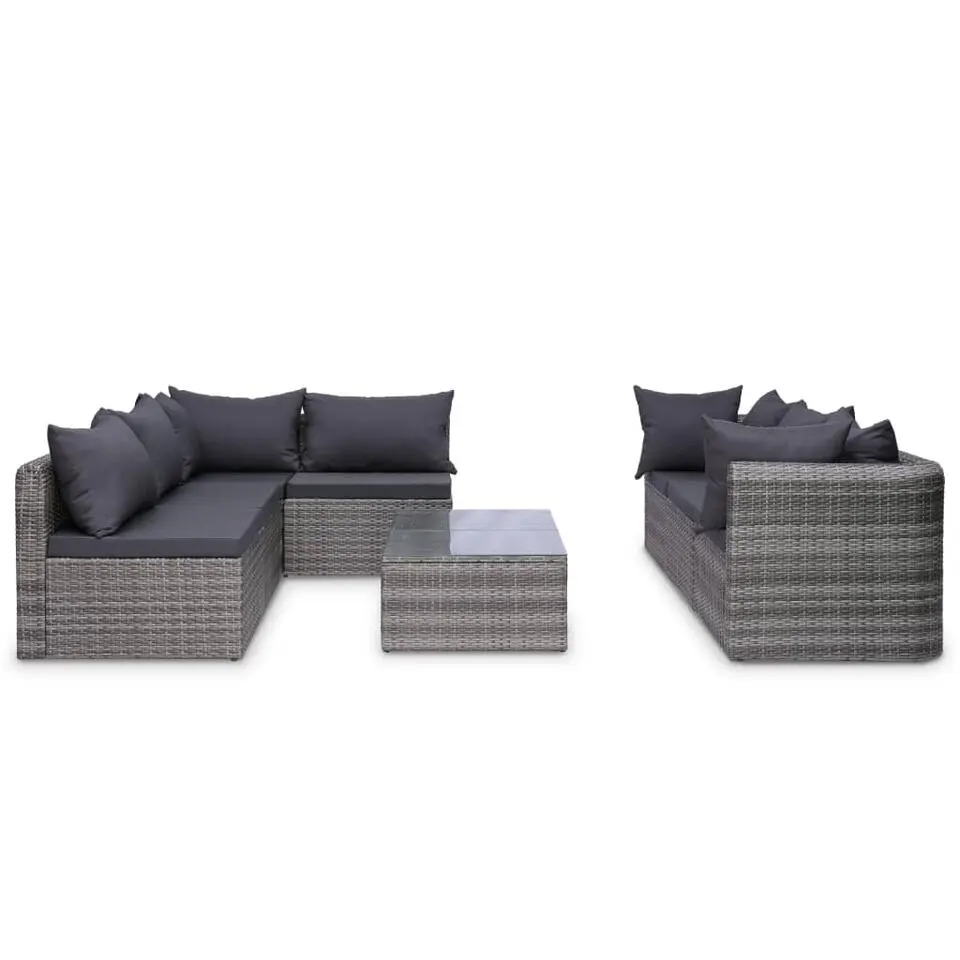 vidaXL - Loungeset - Grijs - Poly rattan