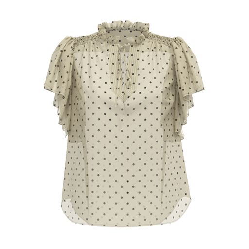 Co'Couture Dionne Dot Frill Bluse, Powder, XL