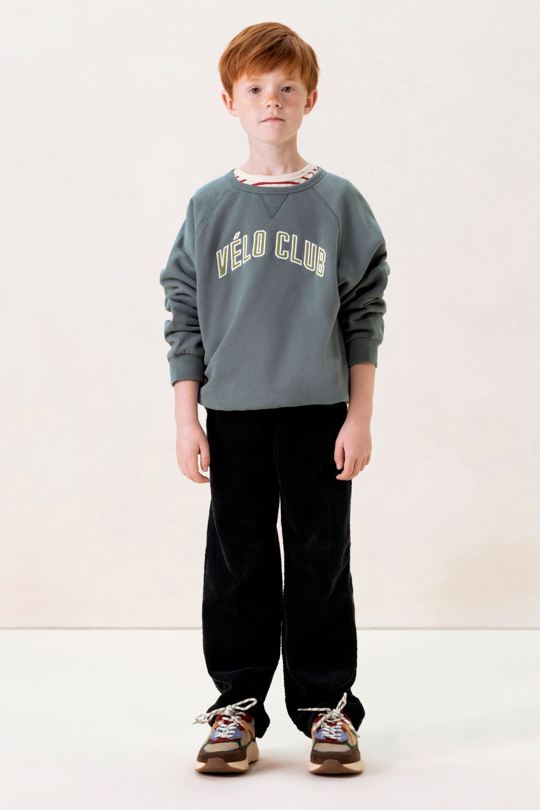 Blauwe raglan sweater met artwork