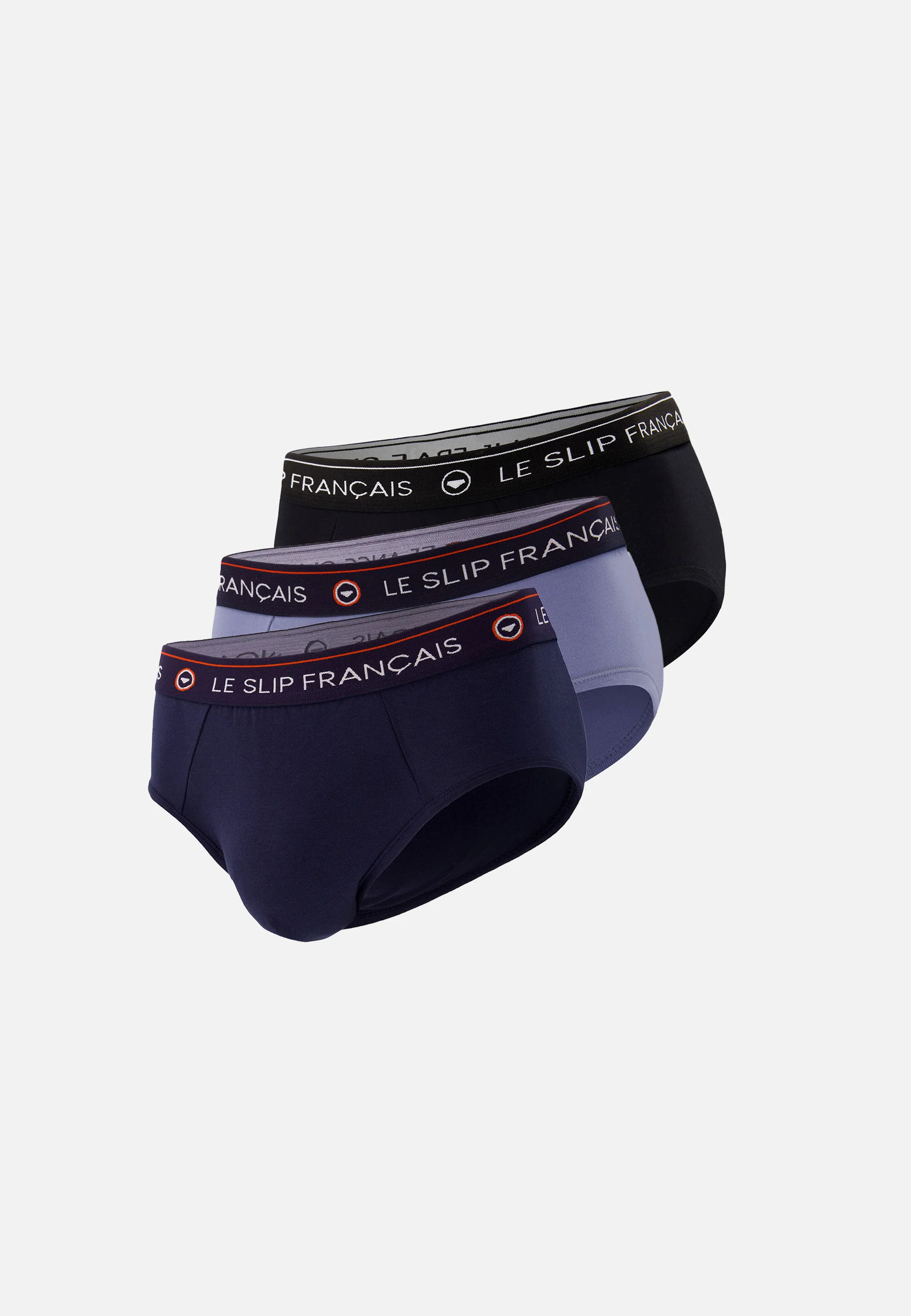 Trio de slips en coton-Pack Trio Slip Intrépide Marine Noir Bleu Jean