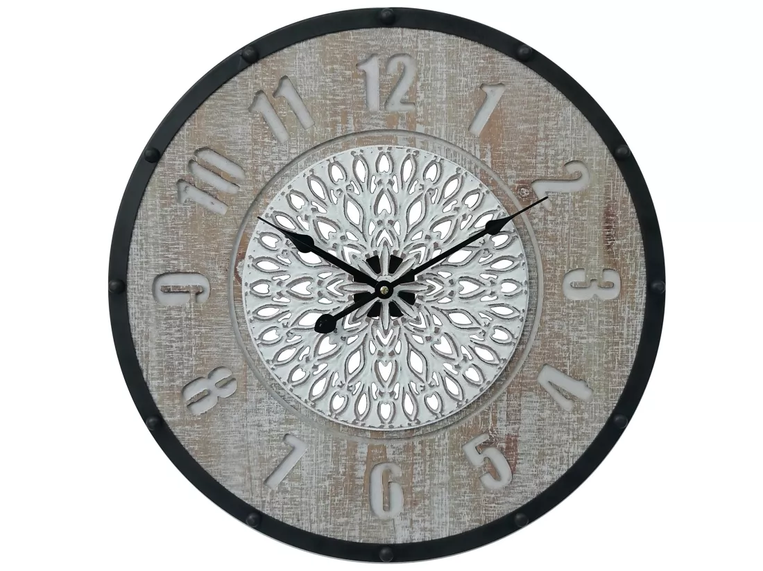 Horloge Suspendue Horloges Murales Brun Noir Mdf Métal Style Vintage