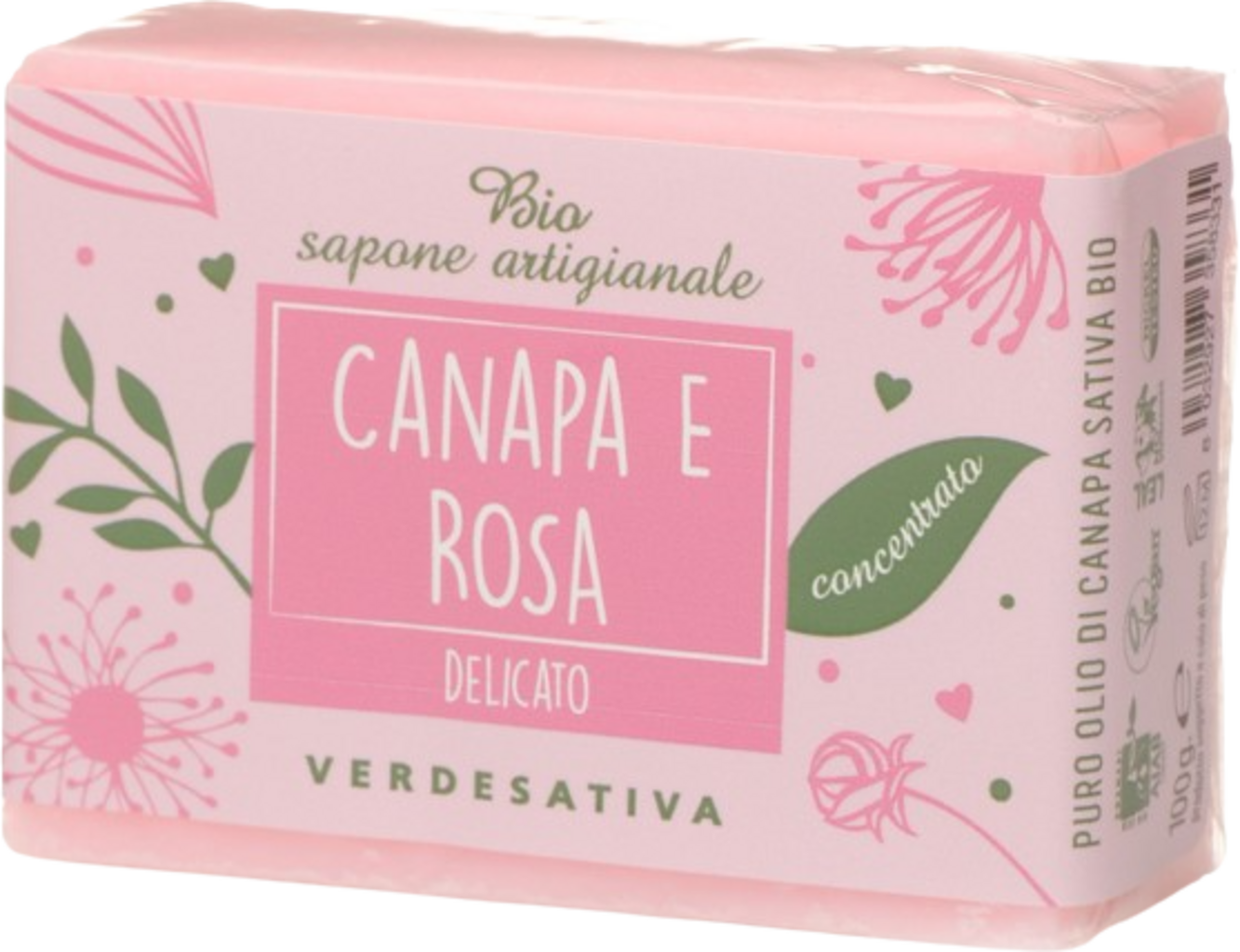 VERDESATIVA  Milde Bio-Seife Hanf & Rose, 100 g