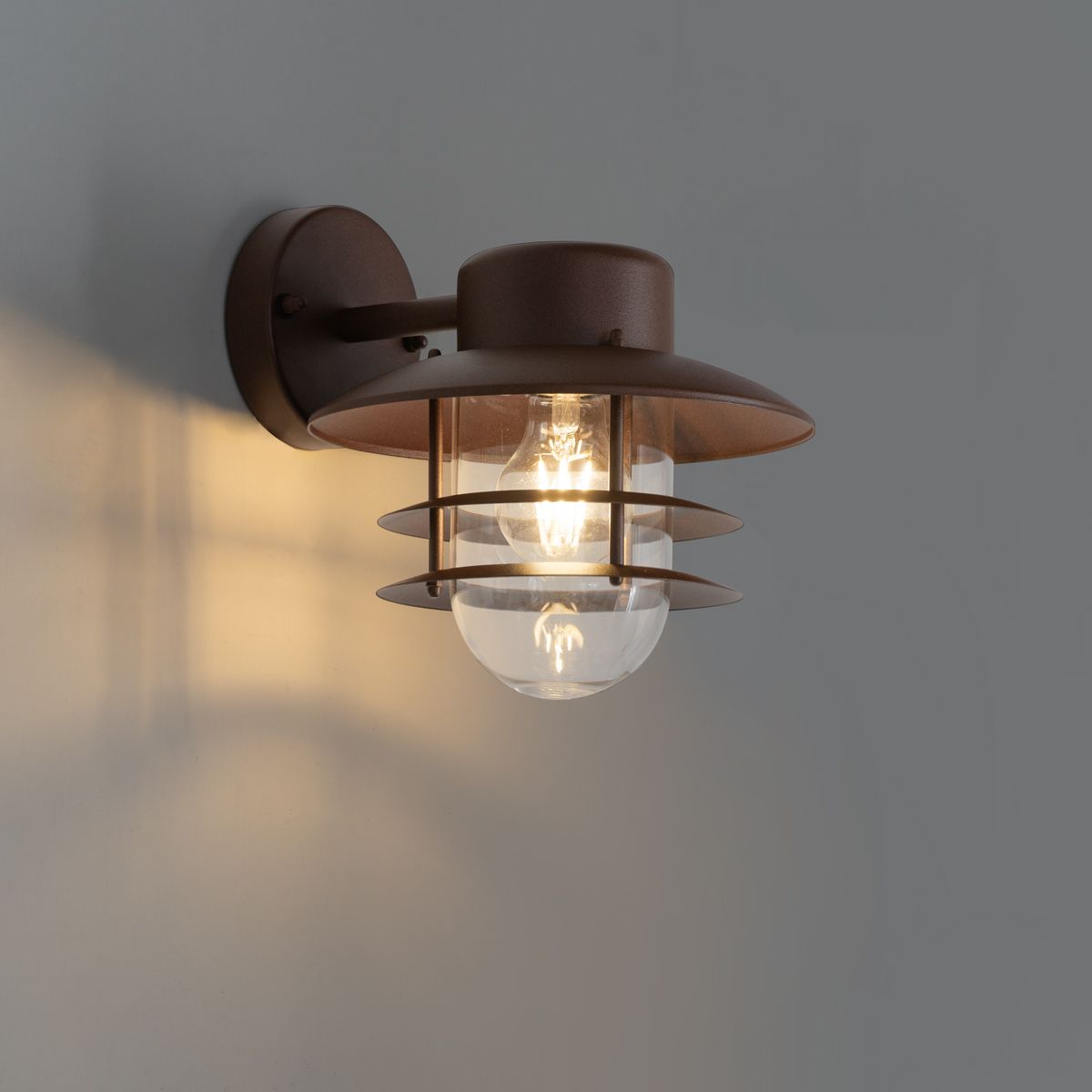 Industriële wandlamp roestbruin IP44 - Shell