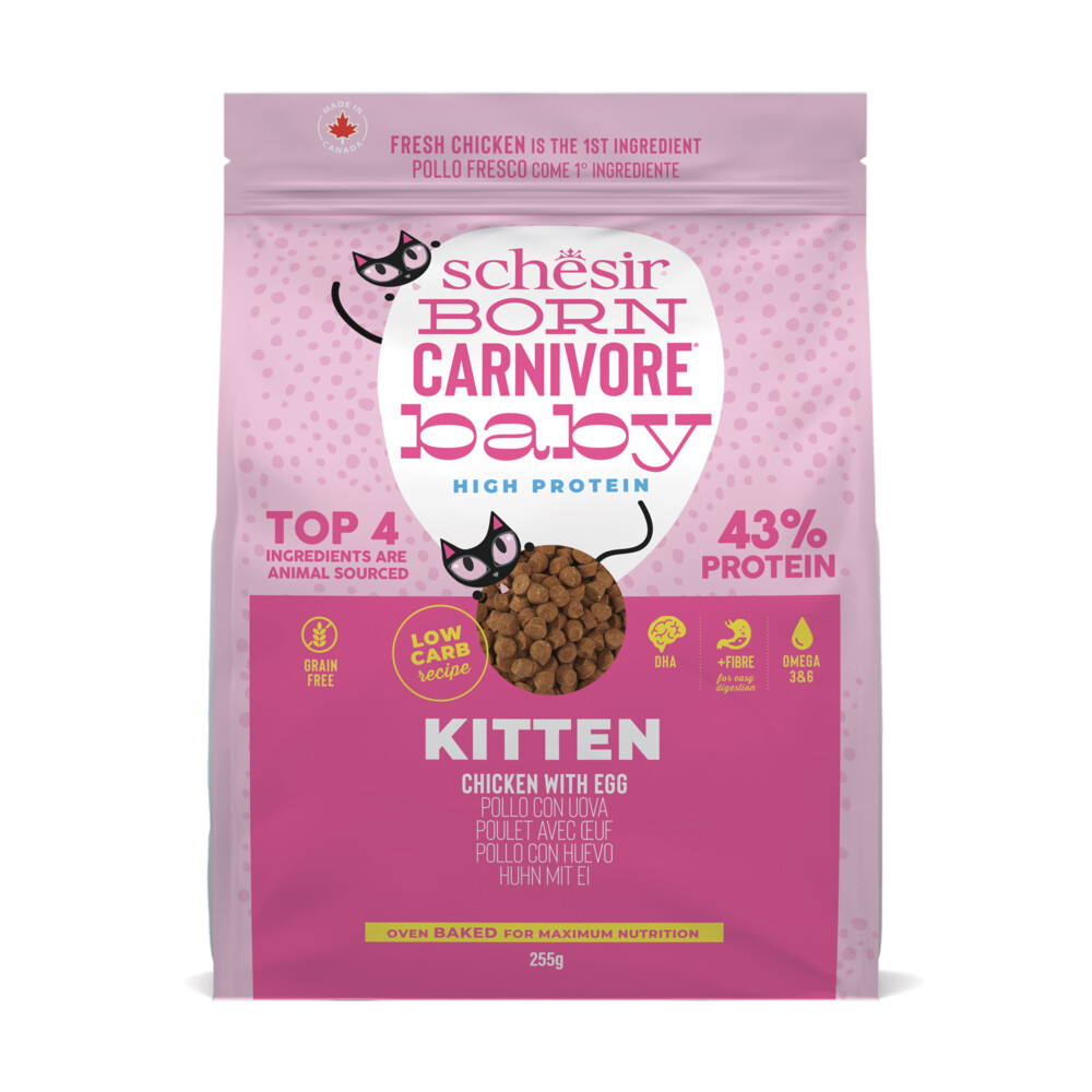 Schesir Born Carnivore Kitten Kattenvoer Chicken & Egg255 gr
