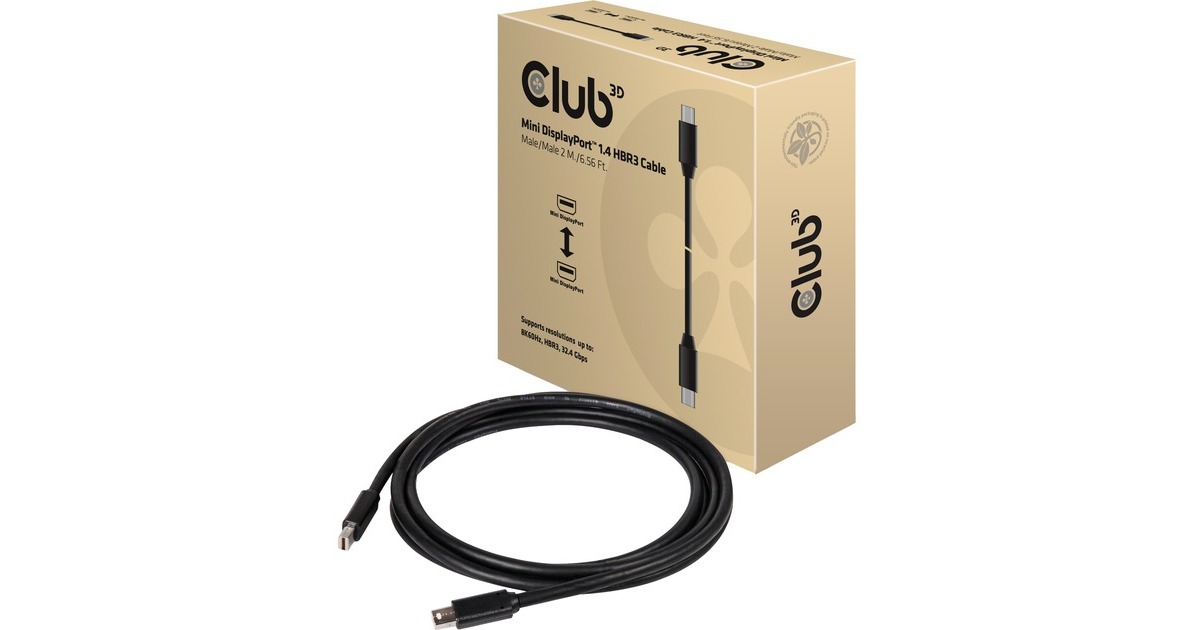 Club 3DMini DisplayPort 1.4 kabel male-male  (Zwart, 2 meter)