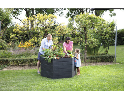 Klassieke verhoogde tuinbak GARANTIA ERGO verhoogde tuinbak XL 75 incl. Flora waterbesparend systeem 145 x 145 x 75 cm steen