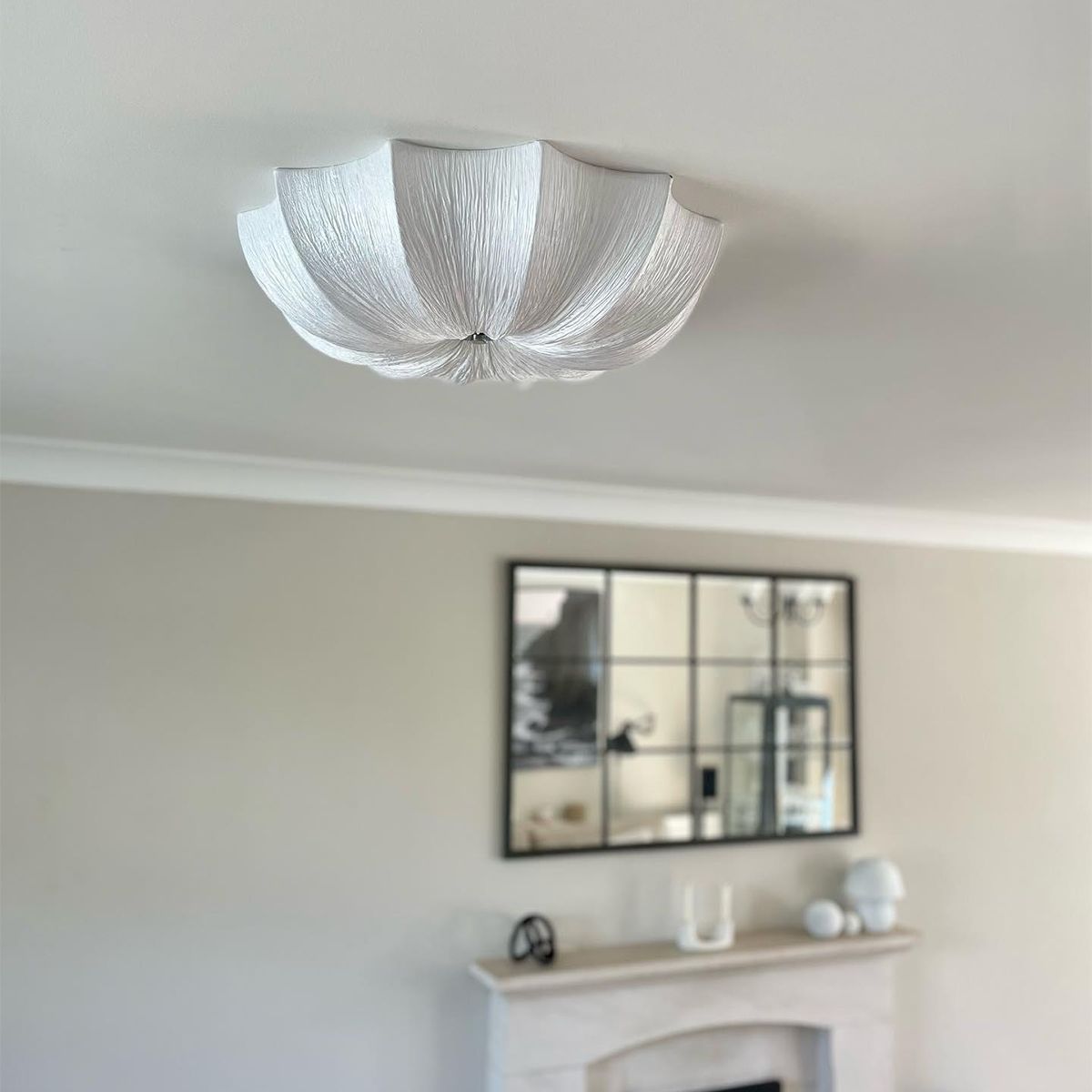 Japandi plafondlamp wit zijden 52cm 3-lichts - Plu