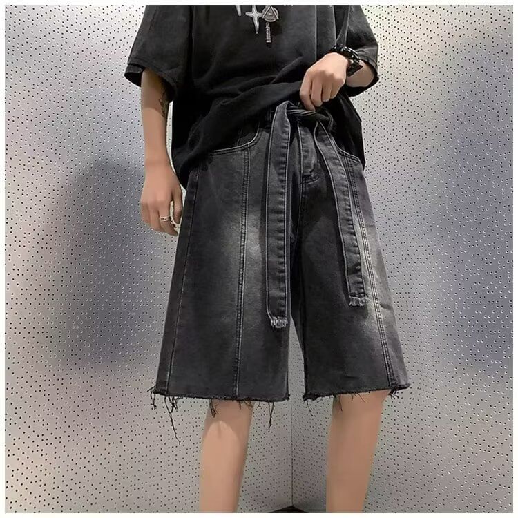 farrahces - Sashed wijde denim shorts
