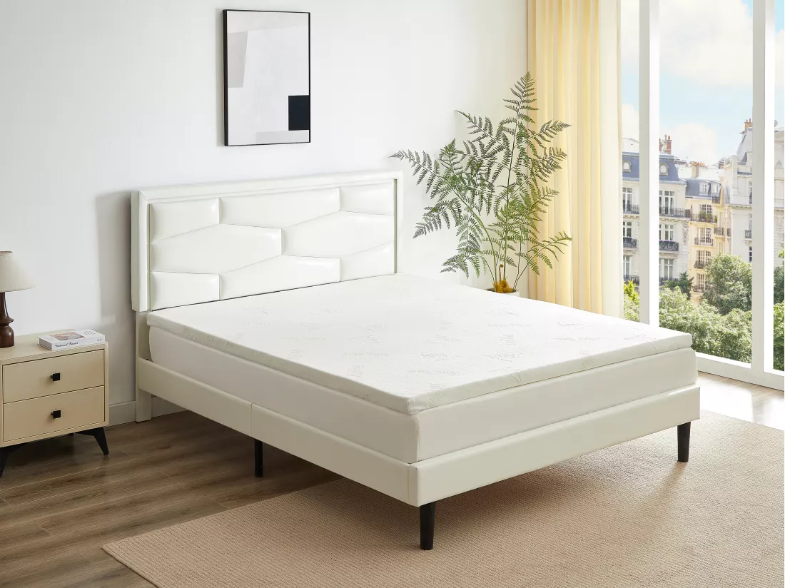 Surmatelas 160 x 200 cm luxe mémoire de forme coutil aloe vera ép.5cm - LACETO de NATUREA