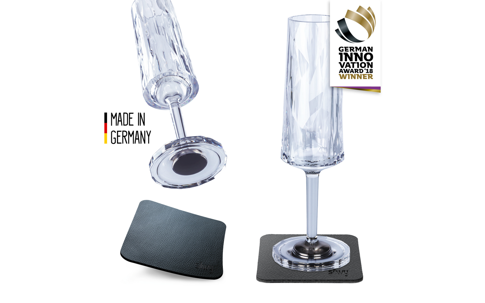 silwy® Sekt Magnet Kunststoffgläser 2 Stück (150 ml)